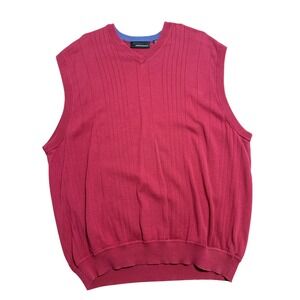 Greg Norman Sweater‎ Vest Mens 2XL Red Cotton V Neck Golf Pullover Knit